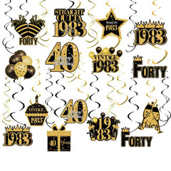 40pcs Golden 1st Birthday Party Supplies Spiral Ornament Charm Decoration