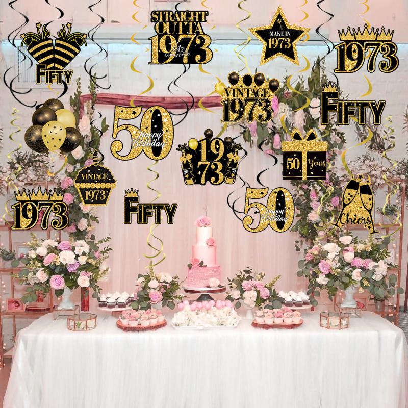 40pcs Golden 1st Birthday Party Supplies Spiral Ornament Charm Decoration