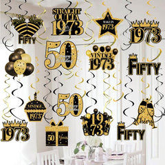 40pcs Golden 1st Birthday Party Supplies Spiral Ornament Charm Decoration