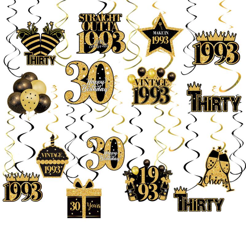 40pcs Golden 1st Birthday Party Supplies Spiral Ornament Charm Decoration