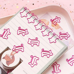 50pcs Pig Paper Clips Animal Shape Bookmark Clips for Office & School