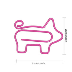 50pcs Pig Paper Clips Animal Shape Bookmark Clips for Office & School