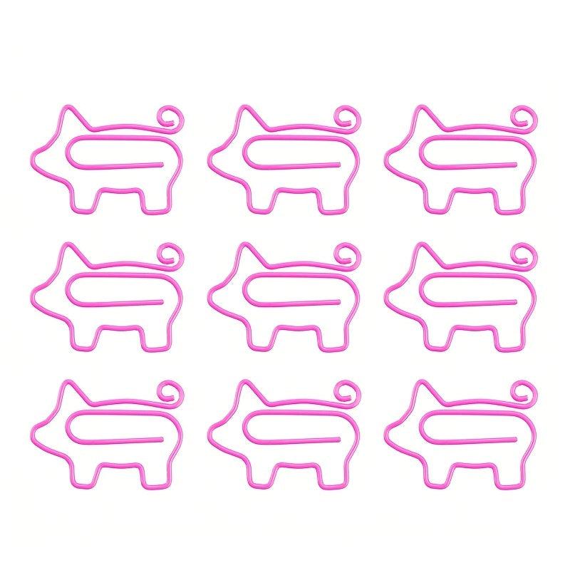 50pcs Pig Paper Clips Animal Shape Bookmark Clips for Office & School