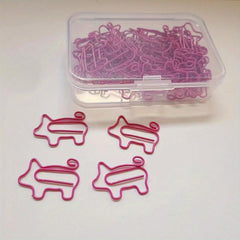 50pcs Pig Paper Clips Animal Shape Bookmark Clips for Office & School