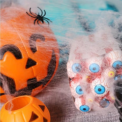 Halloween Spider Web Decor 20g + 2 Spiders - Scary Haunted House Accessory