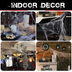 Halloween Spider Web Decor 20g + 2 Spiders - Scary Haunted House Accessory