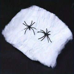 Halloween Spider Web Decor 20g + 2 Spiders - Scary Haunted House Accessory
