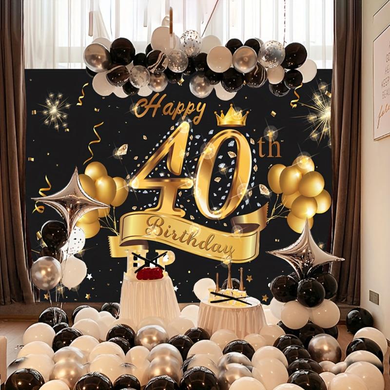 40th Birthday Party Decoration Fabric Sign Poster for Photo Booth Backdrop