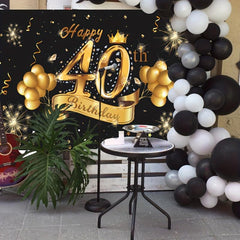 40th Birthday Party Decoration Fabric Sign Poster for Photo Booth Backdrop