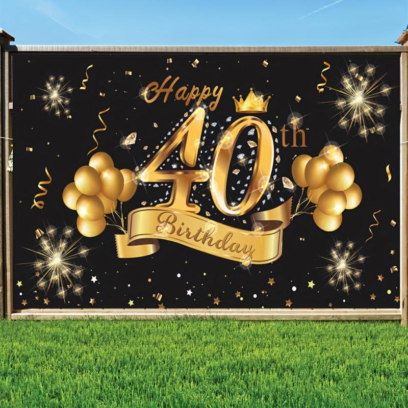 40th Birthday Party Decoration Fabric Sign Poster for Photo Booth Backdrop