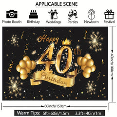 40th Birthday Party Decoration Fabric Sign Poster for Photo Booth Backdrop