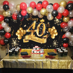 40th Birthday Party Decoration Fabric Sign Poster for Photo Booth Backdrop