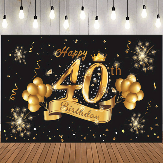 40th Birthday Party Decoration Fabric Sign Poster for Photo Booth Backdrop