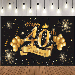40th Birthday Party Decoration Fabric Sign Poster for Photo Booth Backdrop