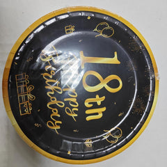 18th Birthday Party Tableware Kit - Golden Table Cloth, Plates, Napkins Set