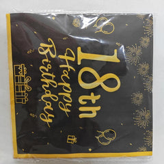 18th Birthday Party Tableware Kit - Golden Table Cloth, Plates, Napkins Set