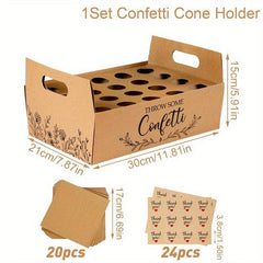 Rustic Wedding Decoration Set with Paper Cone Holder Box