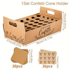 Rustic Wedding Decoration Set with Paper Cone Holder Box