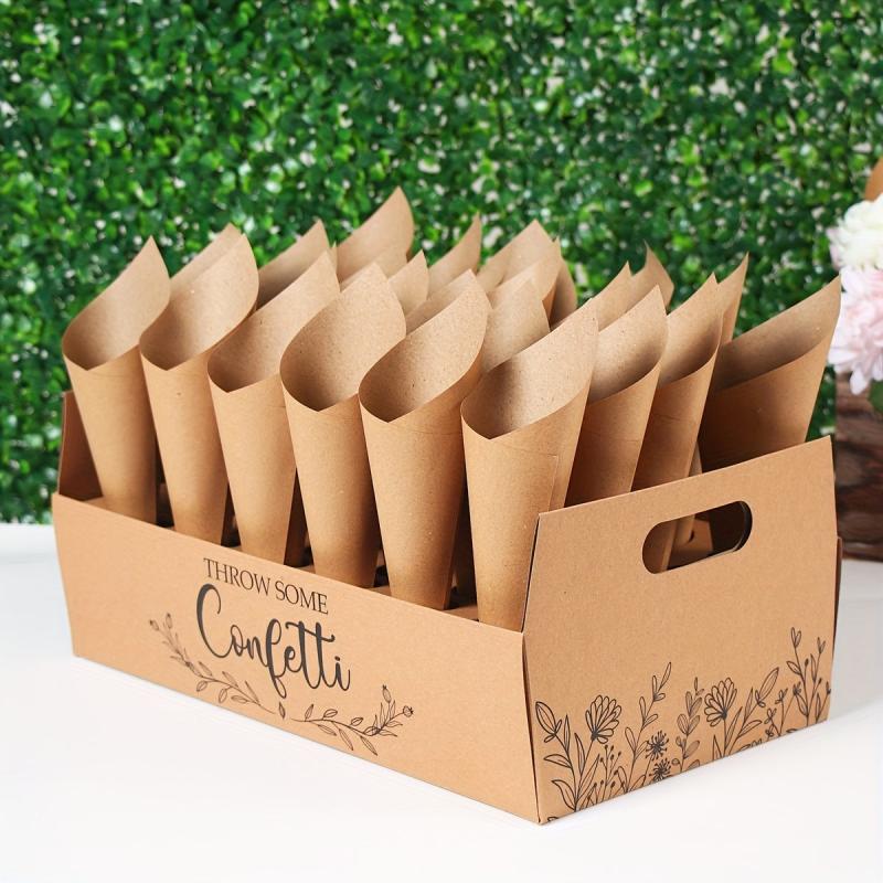 Rustic Wedding Decoration Set with Paper Cone Holder Box