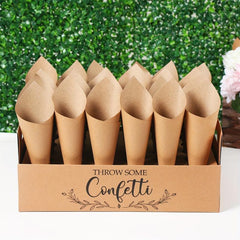 Rustic Wedding Decoration Set with Paper Cone Holder Box