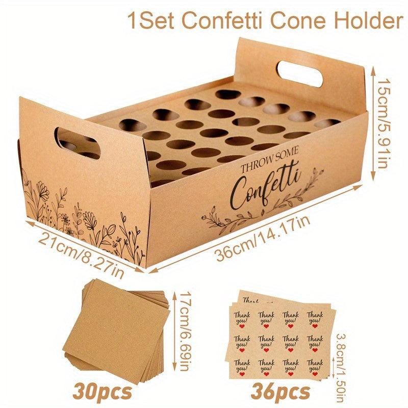 Rustic Wedding Decoration Set with Paper Cone Holder Box