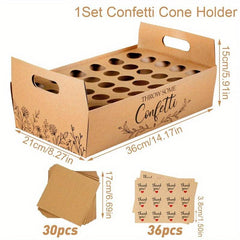 Rustic Wedding Decoration Set with Paper Cone Holder Box