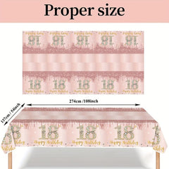 18th Birthday Party Supplies - Tablecloth, Plates, Tissue, Cups - 20pcs