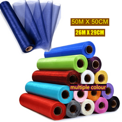 50m X 26M Sheer Organza Roll DIY Wedding Party Snow Yarn Chair Sash Bows