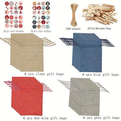 Christmas Gift Bag Advent Calendar Countdown Hanging Bag Drawstring Gift Bag