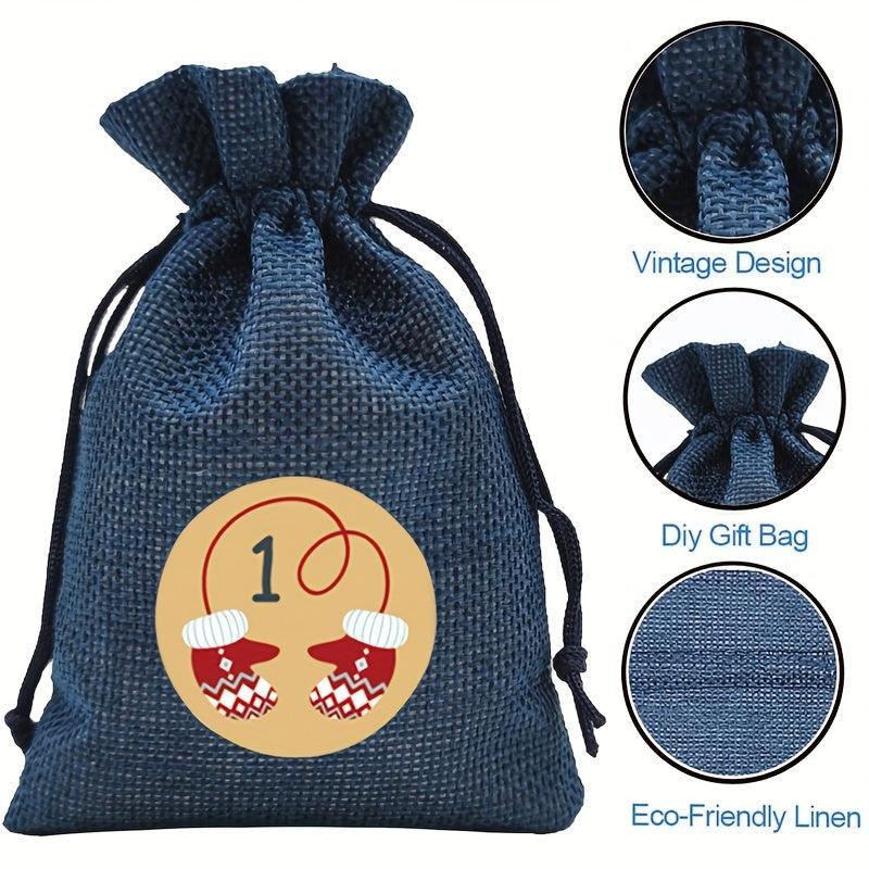 Christmas Gift Bag Advent Calendar Countdown Hanging Bag Drawstring Gift Bag