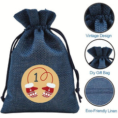 Christmas Gift Bag Advent Calendar Countdown Hanging Bag Drawstring Gift Bag