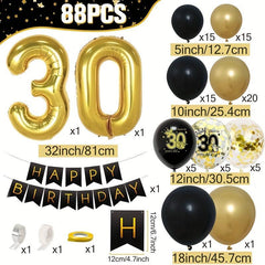 Golden Balloon Garland Kit for Adult Birthday Party Decor
