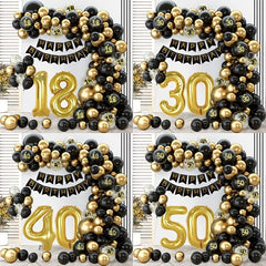 Golden Balloon Garland Kit for Adult Birthday Party Decor