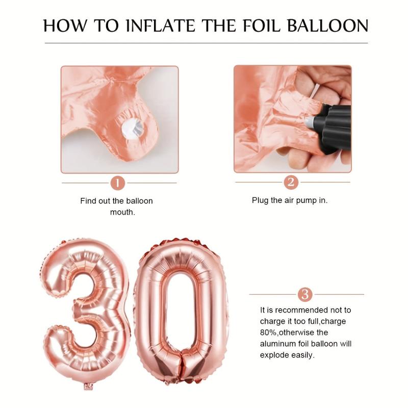 Rose Golden Balloon Garland Kit with Pom Poms for Women's 30th, 40th, 50th Birth