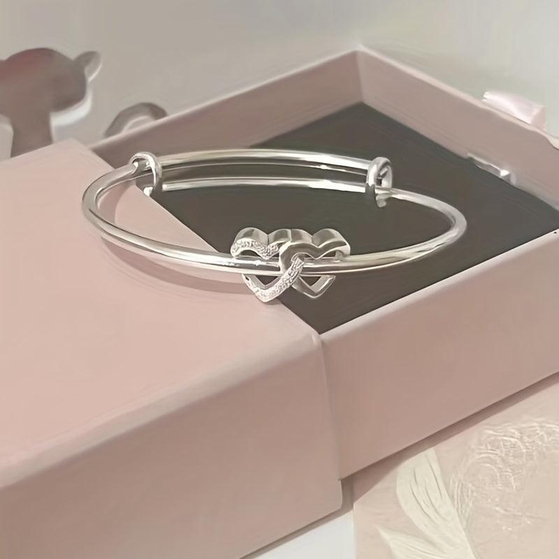 Double Heart Adjustable Bracelet for Mother's Birthdays and Festivals