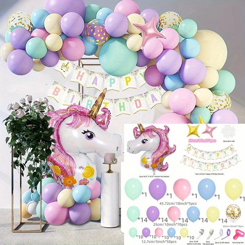 147pcs Unicorn Balloon Set Macaroon Latex Arch Birthday Party Decor Baby Shower
