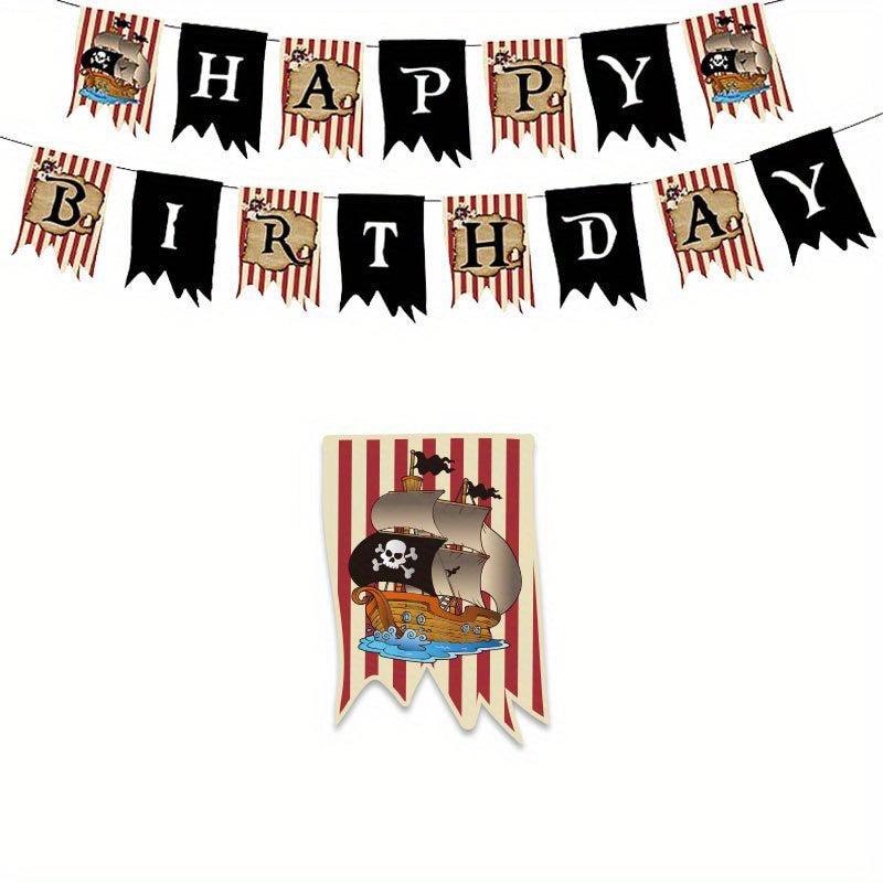 45pcs Pirate Birthday Party Decoration Kit: Cake Toppers, Banner, Balloons
