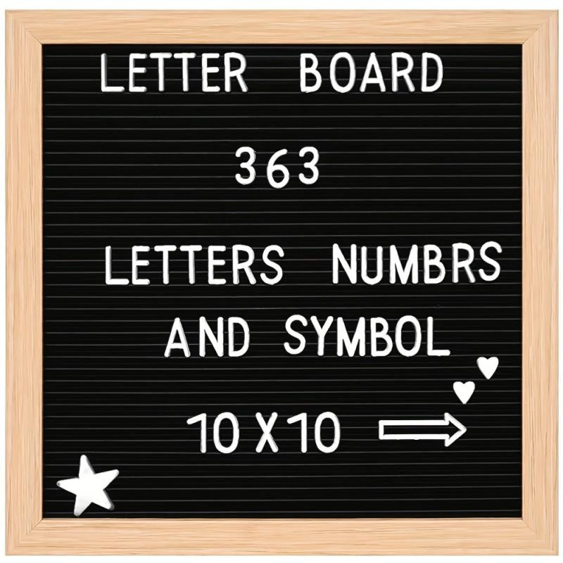 Plastic Felt Letter Board 25x25cm Wooden Frame