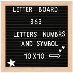 Plastic Felt Letter Board 25x25cm Wooden Frame