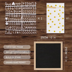 Plastic Felt Letter Board 25x25cm Wooden Frame