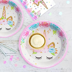 48pcs Unicorn Birthday Party Decorations Set with Plates and Napkins
