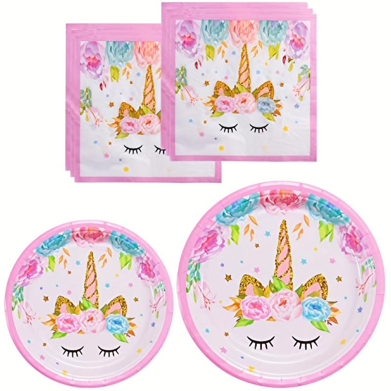 48pcs Unicorn Birthday Party Decorations Set with Plates and Napkins