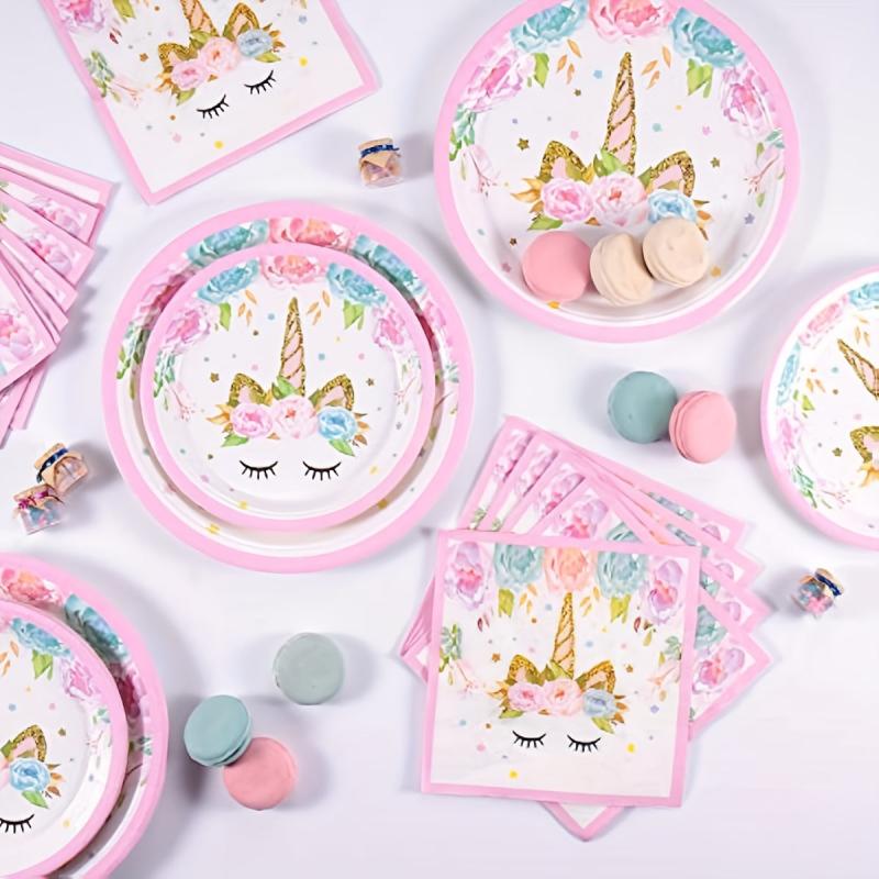 48pcs Unicorn Birthday Party Decorations Set with Plates and Napkins