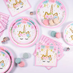 48pcs Unicorn Birthday Party Decorations Set with Plates and Napkins