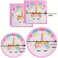 48pcs Unicorn Birthday Party Decorations Set with Plates and Napkins
