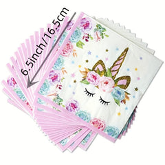 48pcs Unicorn Birthday Party Decorations Set with Plates and Napkins
