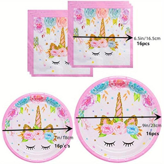 48pcs Unicorn Birthday Party Decorations Set with Plates and Napkins