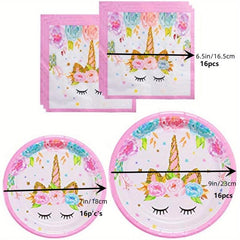 48pcs Unicorn Birthday Party Decorations Set with Plates and Napkins