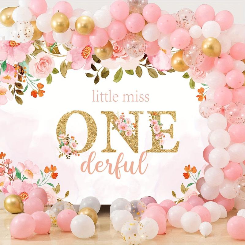 1pc Little Miss Wonderful Birthday Backdrop 5x3ft Pink Floral One Girls 1st Birt