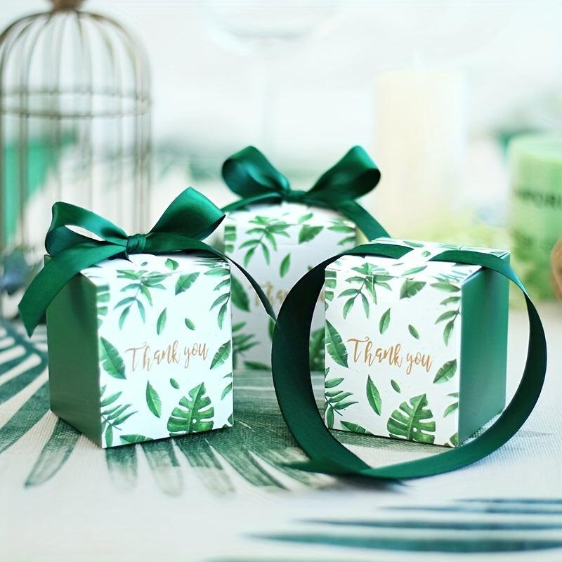 Palm Leaves Gift Box Set Wedding Baby Shower Favors Birthday Party Supplies